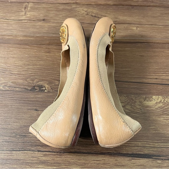 Tory Burch Caroline 2 Ballet Flats Tan Leather Slip-Ok Shoes Women’s Size 7 - Picture 5 of 9